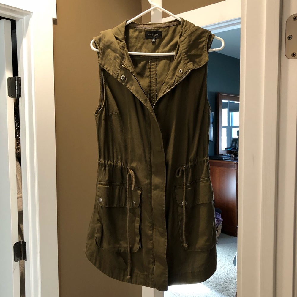 Olive / army green hooded utility vest